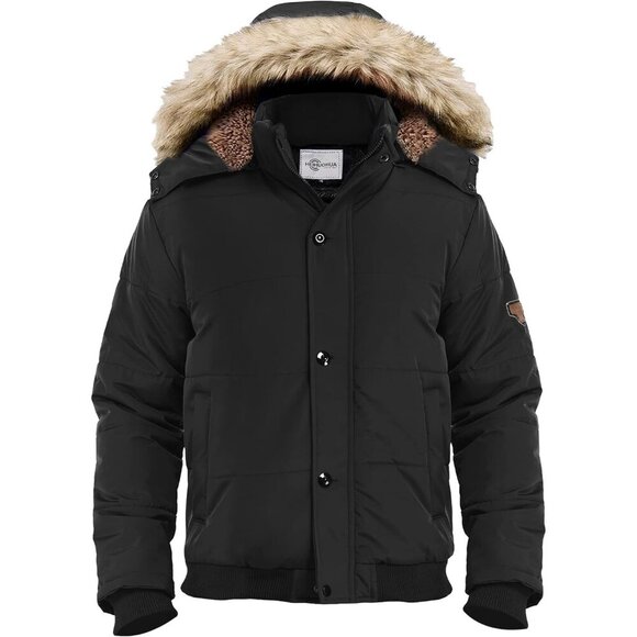 Men's Winter Thicken Coat Warm Puffer Jacket with Removable Hood